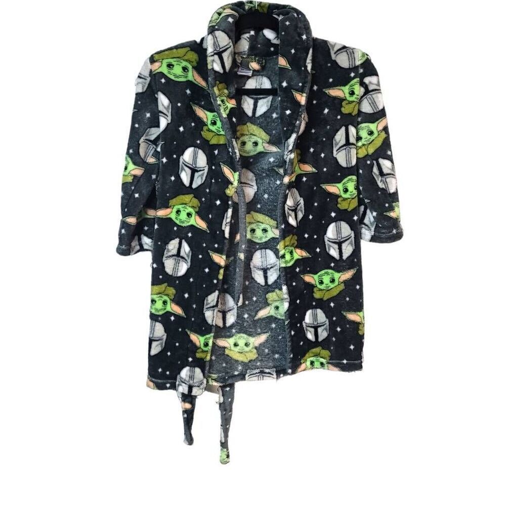 STAR WARS baby Yoda Storm Trooper boys plush bath robe pajama black 4/5